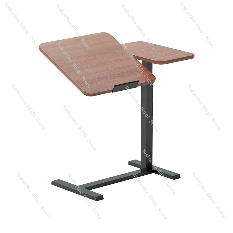 Mobile Height Adjustable Hydraulic Bedside Table Flip Top Laptop Desk Rolling Overbed Side Table for Home Office Study Sofa