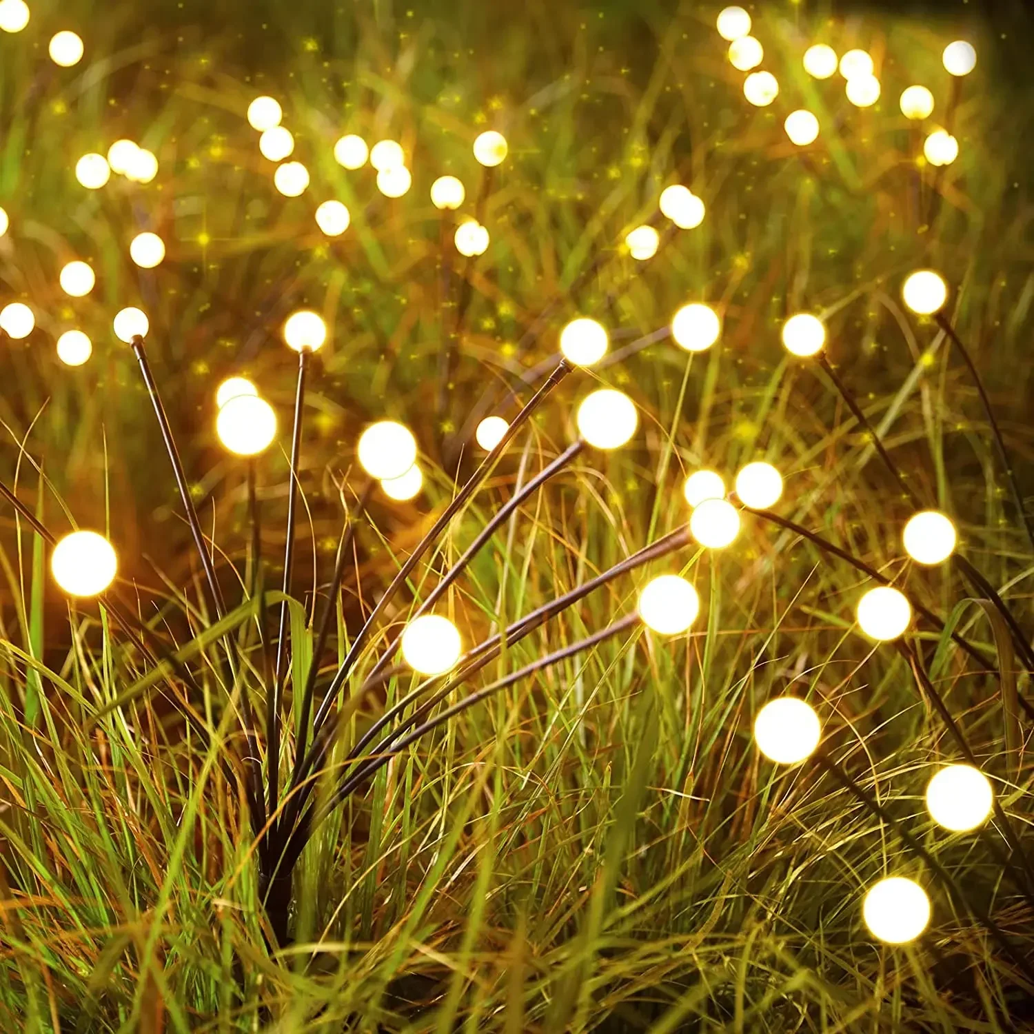 Imagem -02 - Solar Powered Jardim Lights Led Firefly Lights ao ar Livre Impermeável Vibrante Pátio Pathway Decoração Quente