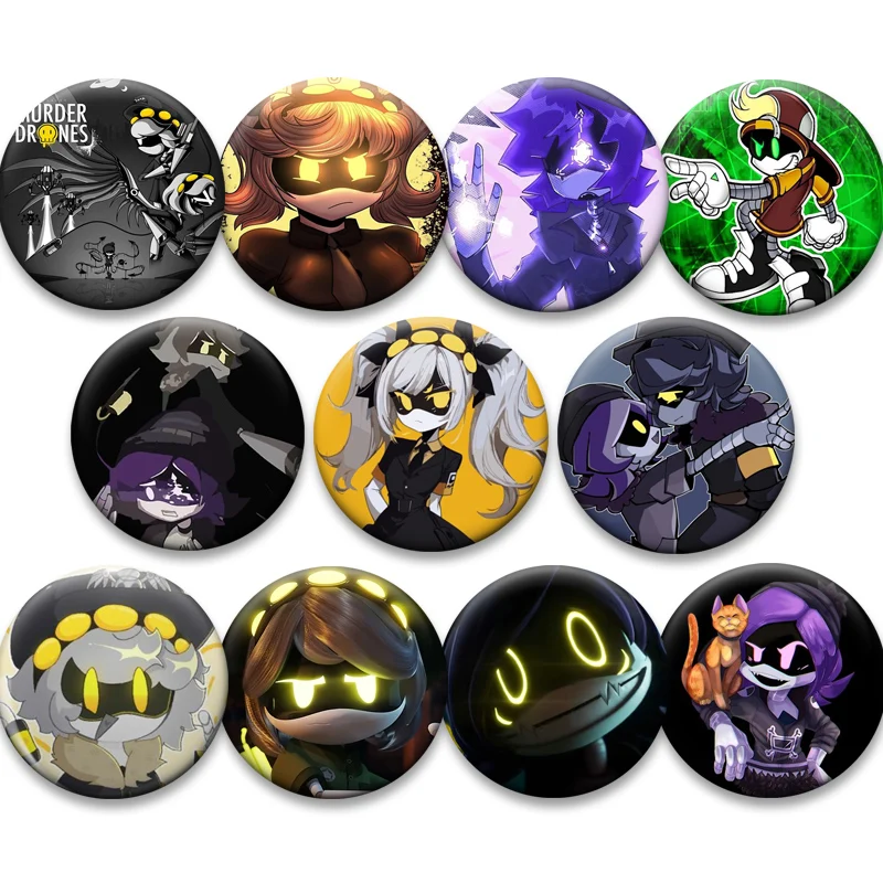 Funny Round Cartoon Button Pins Anime Murder Drones Brooches for Backpack Accessories Exquisite Tinplate Badge Decoration Gifts