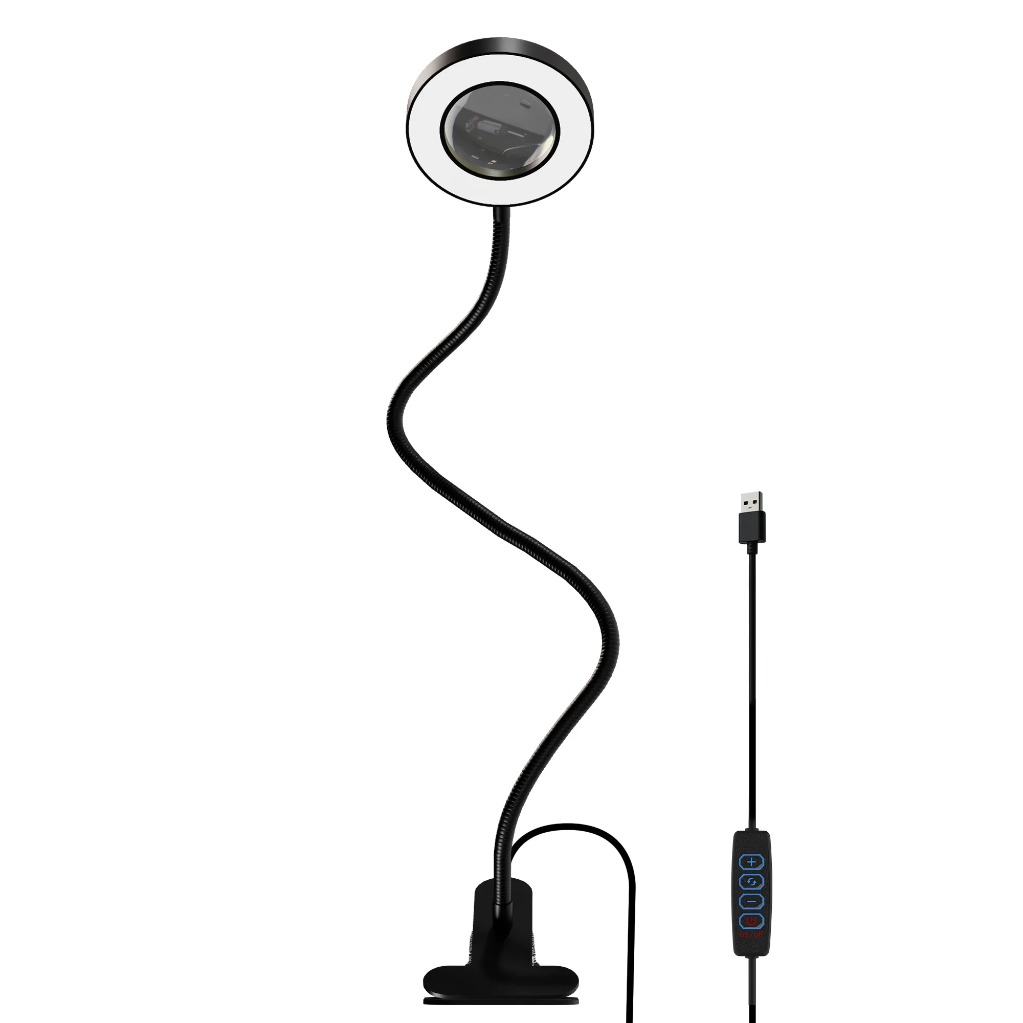 

1 шт., 5-кратная лупа с подсветкой, светодиодная лампа-лупа с зажимом, 3 режима регулировки яркости для чтения, рукоделия, DIY, работы с инструментами.