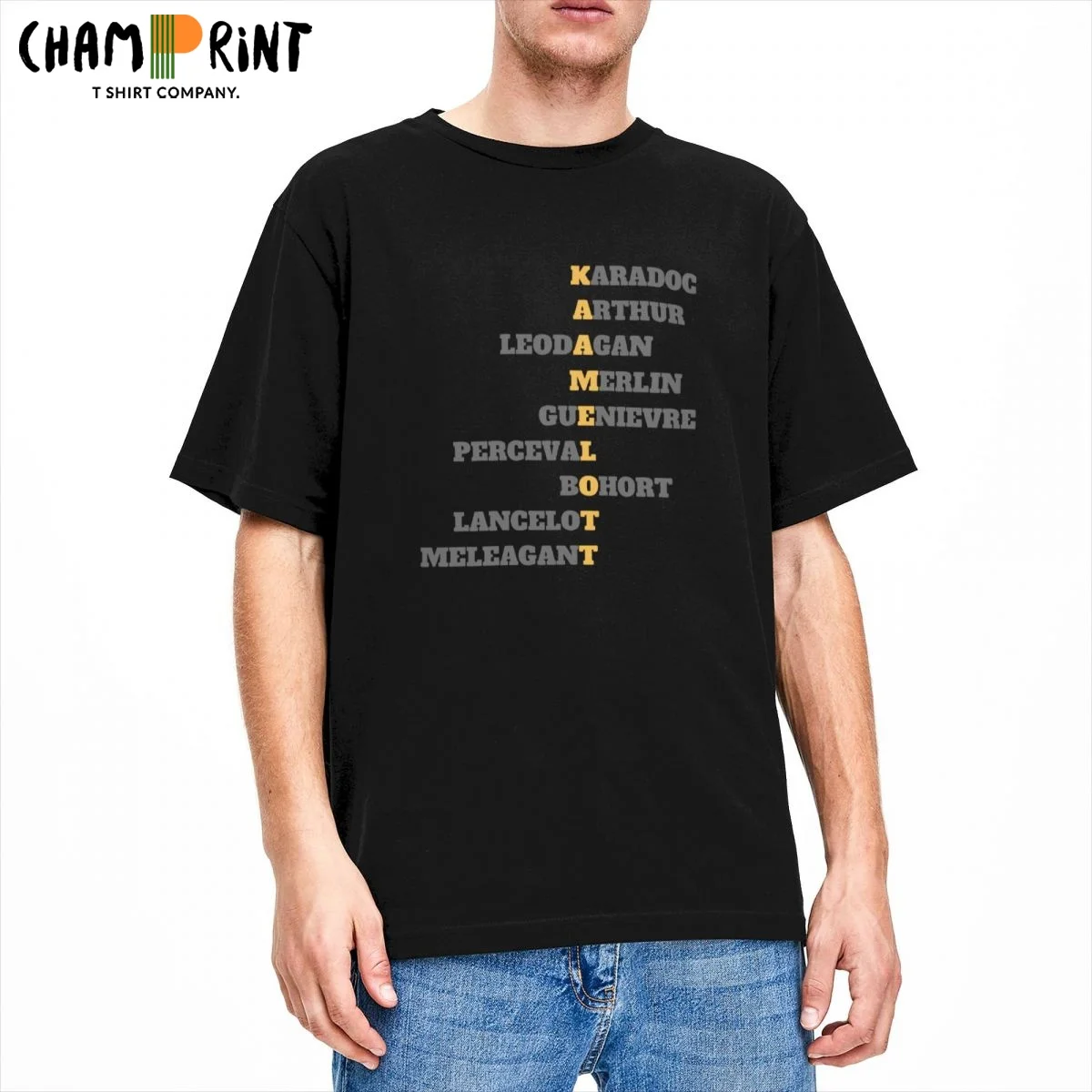 Kaamelott, Coded Characters Men's T Shirts Humor Tees Short Sleeve Crewneck T-Shirt Cotton Summer Clothing