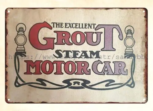 man cave garage shop wall decor 1900s GROUT STEAM CARRIAGE CAR metal tin sign