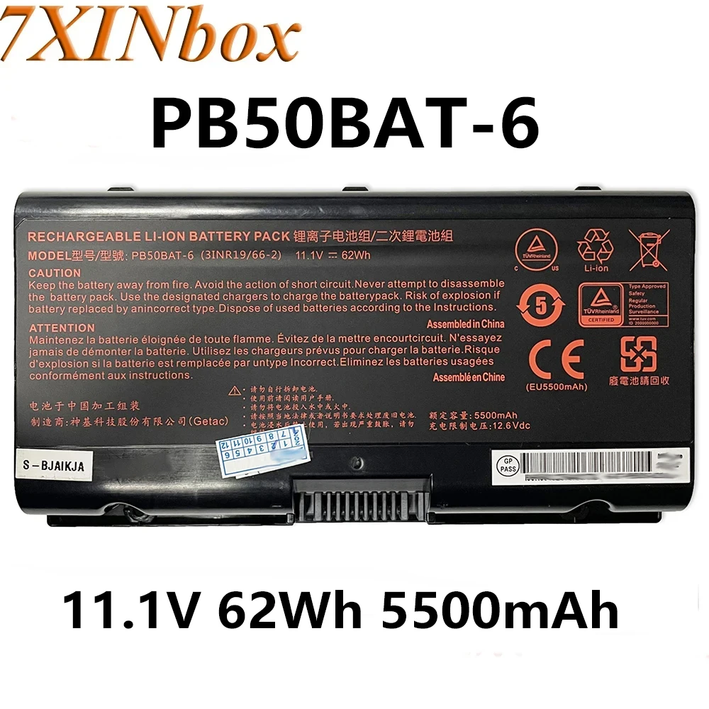 

7XINbox PB50BAT-6 3INR19/66-2 11.1V 62Wh 5500mAh Battery For Clevo PB51RF-G PB70EF-G PB71EF-G PowerSpec 1720 Series