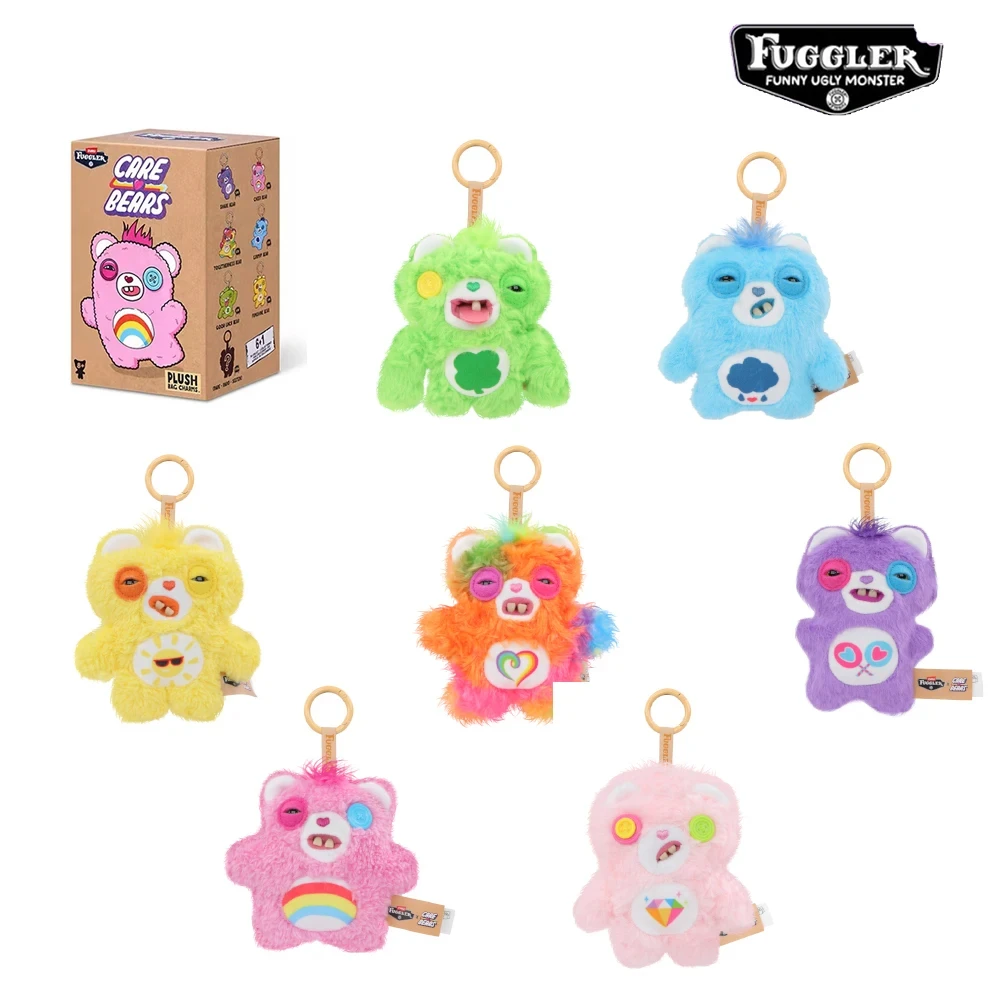 Original Fuggler with Care Bears Plush Pendant Blind Box Doll Cute Happy Grumpy Love Bear Funny Ugly Tooth Monster Stuffed Toy