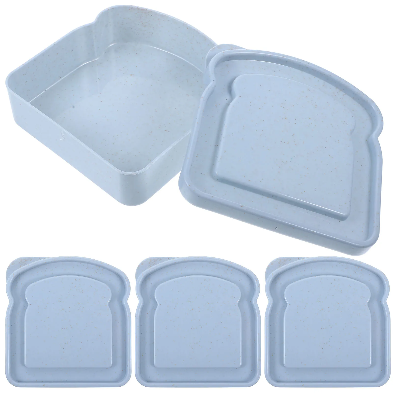 

4 Pcs Blue S wich Containers Reusable Food Boxes Portable Storage Sealed Lids Safe Straw Material Large Capacity Outdoor Bread