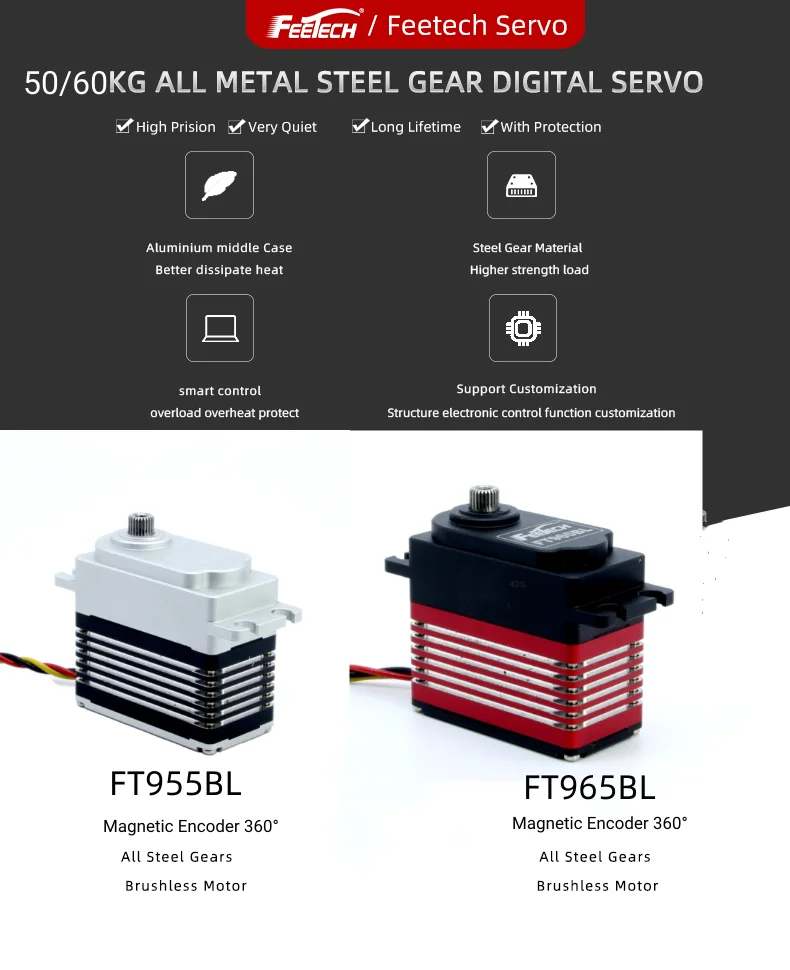 Feetech FT5825M 7.4V 25KG PWM Digital 180 Motor Robot Servo for Remote Control Robot Arm or Toy Components