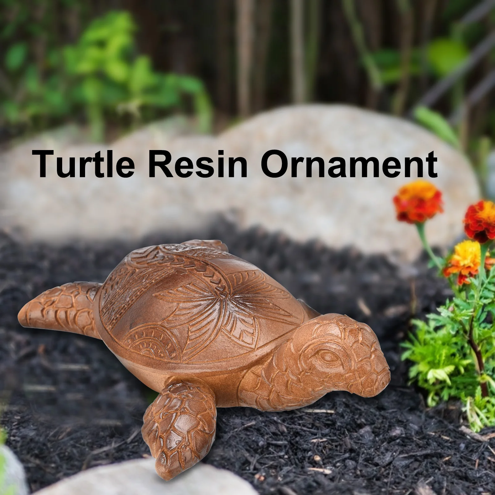 Turtle Outdoor Ornament Hand Painted Resin Turtle Garden Statue for Home Yard Patio Lawn Resin Turtle Garden Statue