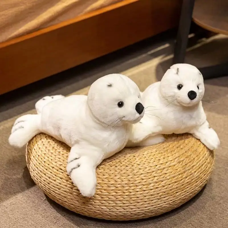 32/38cm New White Seal Doll Simulation Stuffed Plush Toy Handmade Doll Cartoon Anime Cute Children's Birthday Gift Fun Doll