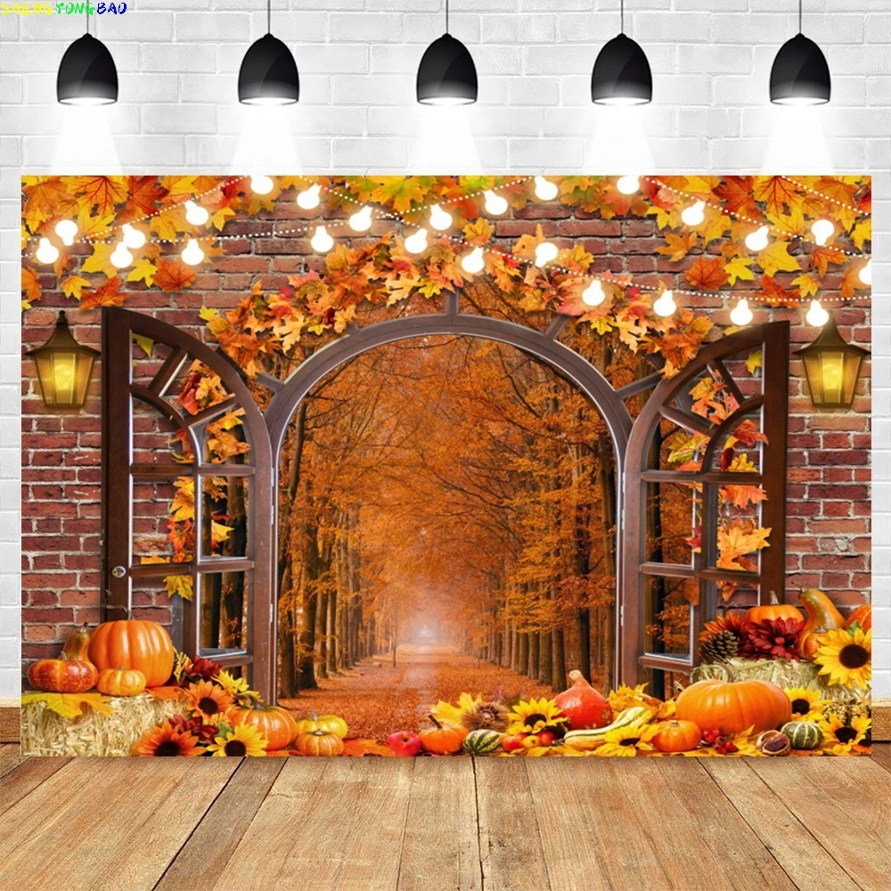 Autumn Sunshine Wheat Fields Backdrop for Photography Fall Farm Harvest Pumpkin Sunflower Baby Portrait Photo Background Studio