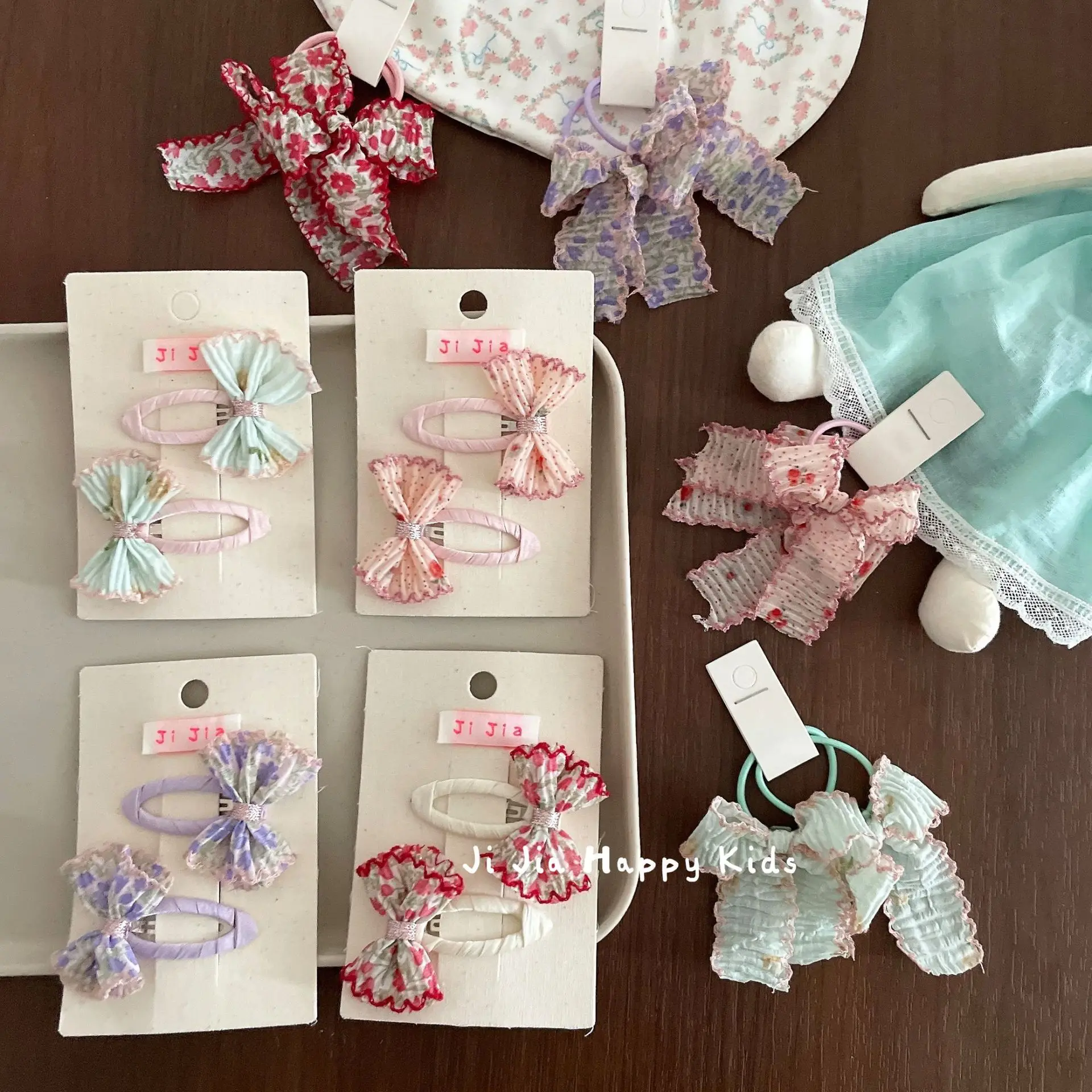 Hair Ties Hair Clips Kids Sweet Floral Ruffle Lace Bow BB Clip Fabric Small Bangs Hair Friendly Lightweight Multicolor Daily