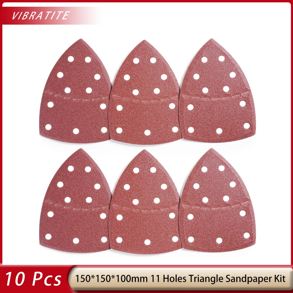 150*150*100mm 11 Holes Triangle Sandpaper Set Grit 40-2000 Aluminum Oxide Mouse Triangle Sanding Sheet for Metal Polishing