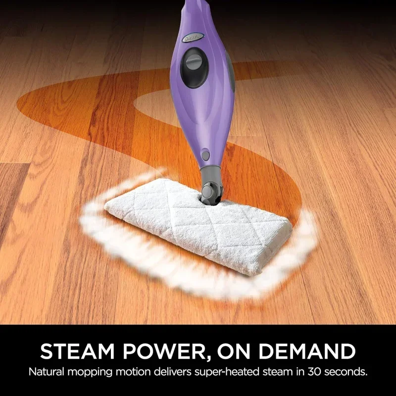 QWShark S3501 Steam Pocket Mop Hard Floor Cleaner,With Rectangle Head and 2 Washable Pads,Easy Maneuvering,Quick Drying,Soft-G