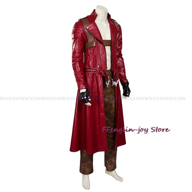 Devil Cos May Cry 3 Cosplay Costumes Dante Men\'s Game Uniforms Wig Red Long Poncho Jacket Set Halloween Carnival Costumes
