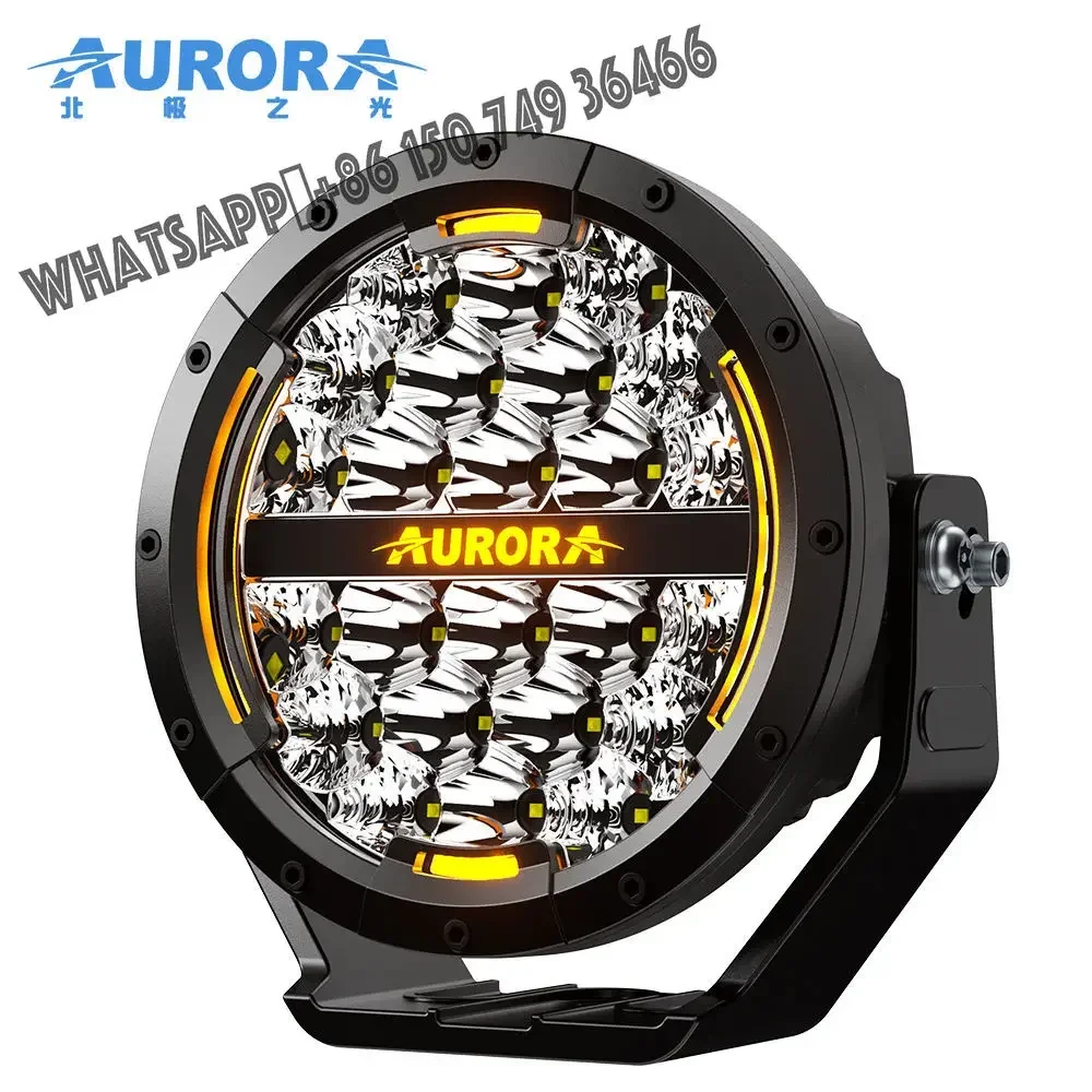 Venda quente AURORA 7 Polegadas Rodada Caminhão de Trabalho Offroad Luz Dual-Color DRL Off Road LED Luz de Condução