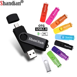 SHANDIAN 3in1 OTG 2.0 pamięć USB do smartfona 4GB 8GB pamięć USB o pojemności 16GB Pendrive 32GB Pendrive 64GB dysk zewnętrzny