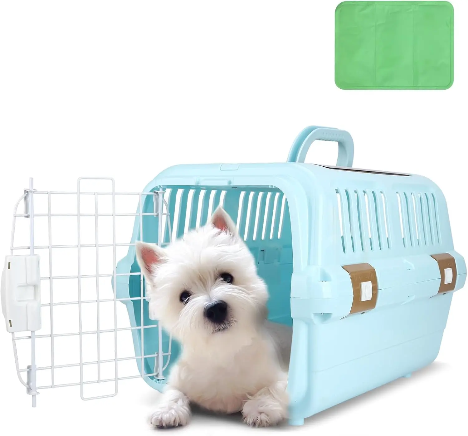 

Hard-Sided Plastic Dog and Cat Kennel,Two-Door Pet Carrier, Plastic Wire Door, Top or Front Loading,Pets up to 22LBS,Fully Br