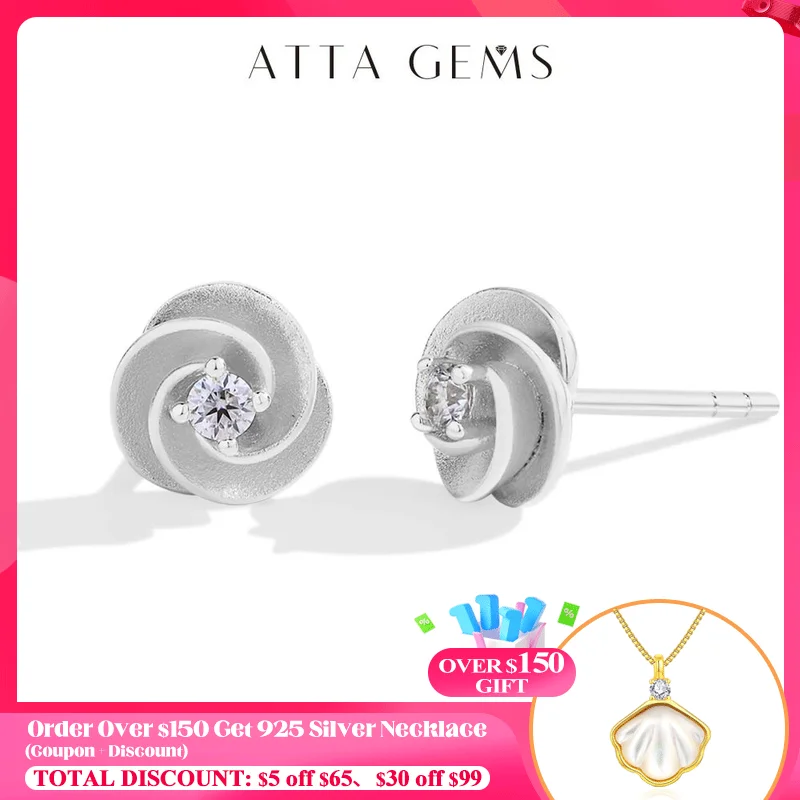 ATTAGEMS повседневные серьги-гвоздики из серебра S925 с муассанитом для женщин D VVS1 в форме цветка с бриллиантами, помолвочные, свадебные, изящные ювелирные изделия для путешествий