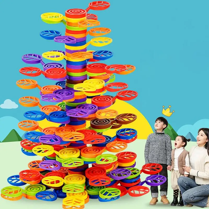 Stacking Toys Balance Building Blocks Puzzle Blocks Toys Building Tree Stacking Kit Train Hand-Eye Coordination Fun Learning Pla