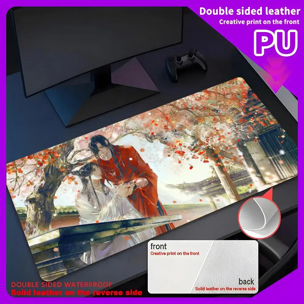 

T-Tian Guan-Ci Fu Mouse Pad PU Leather Desk Protector Mat Large Size Office Waterproof Men 80x40cm XXL Desktop Mouse Mat