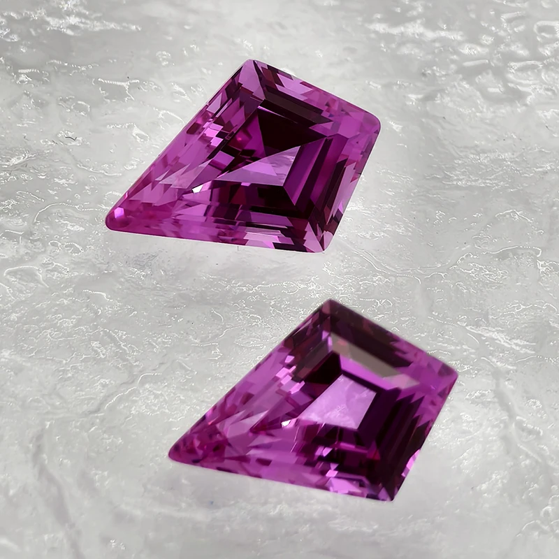 Lab Grown Sapphire Hot Pink Color Special Shape Loose Gemstones Kite Cut 7x10mm With AGL Certificate