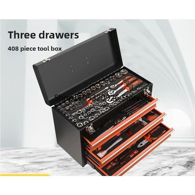 Factory Tool Combination Set 408-piece Portable Three-layer Drawer Self-Locking Toolbox