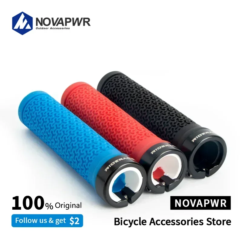 MTB Aluminum Alloy Lock Ring Handlebar Grips Anti-Slip Shockproof Mountain Bike Grips for Cycling Damping Bike Parts