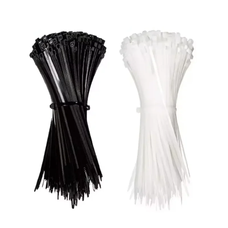 100PCS Black/White Nylon Cable Ties Self-Locking Zip Wire Ties for Organizing and Fastening Heavy Duty Strap for Electrical Use