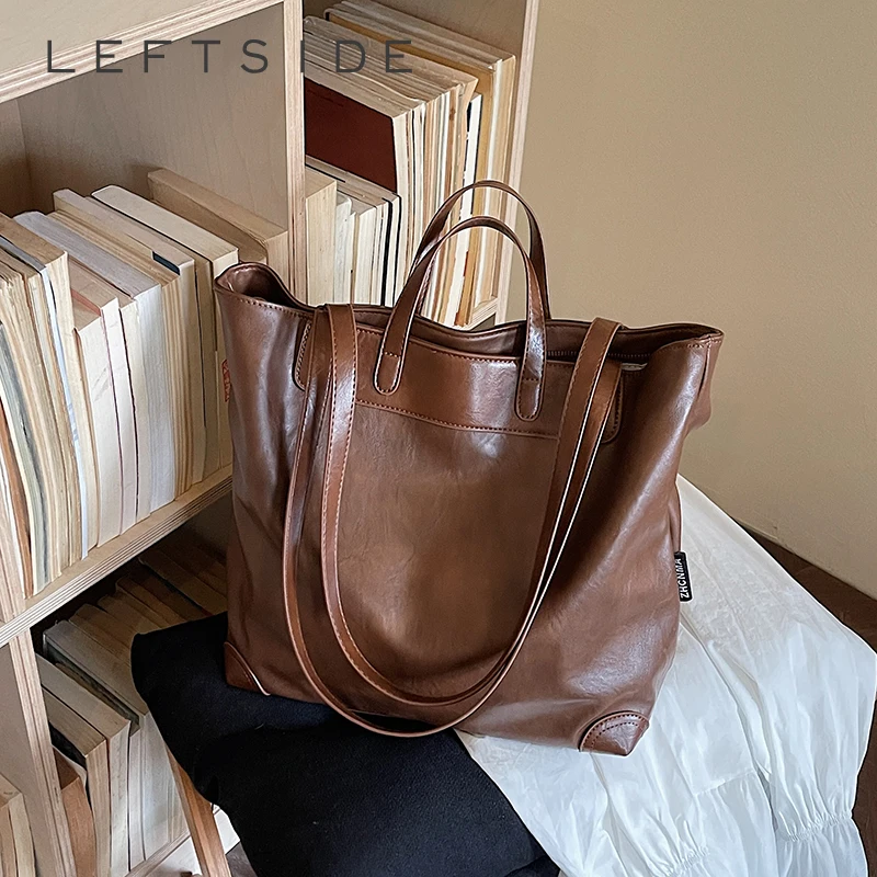 

Women's Leather Large-Capacity Tote Bag Minimalist Commute Aesthetic Daily Work Shoulder Bags Retro Handbag 2026 New Trend