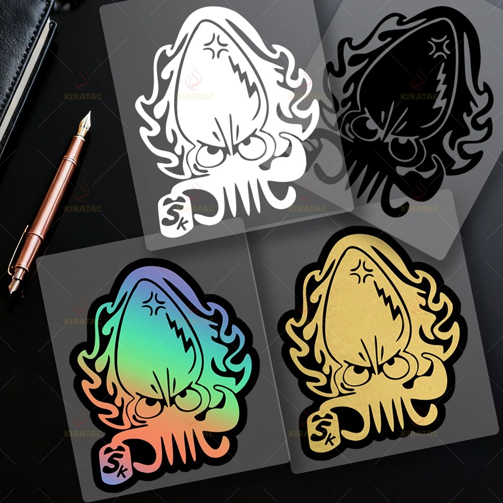 

1pc Assorted Styles Angry Squid Pattern Stickers (White/Black/Holographic/Gold) Waterproof Adhesive Decals for Laptop Car Decor