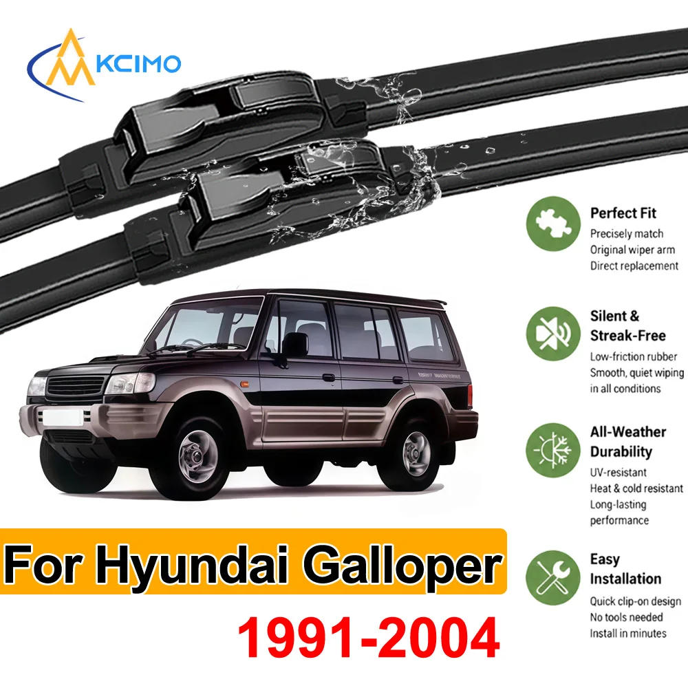 Auto Parts Window Wipers Replacement For Hyundai Galloper 1991-2004 Car All Weather Front Windscreen Wiper Blades Set