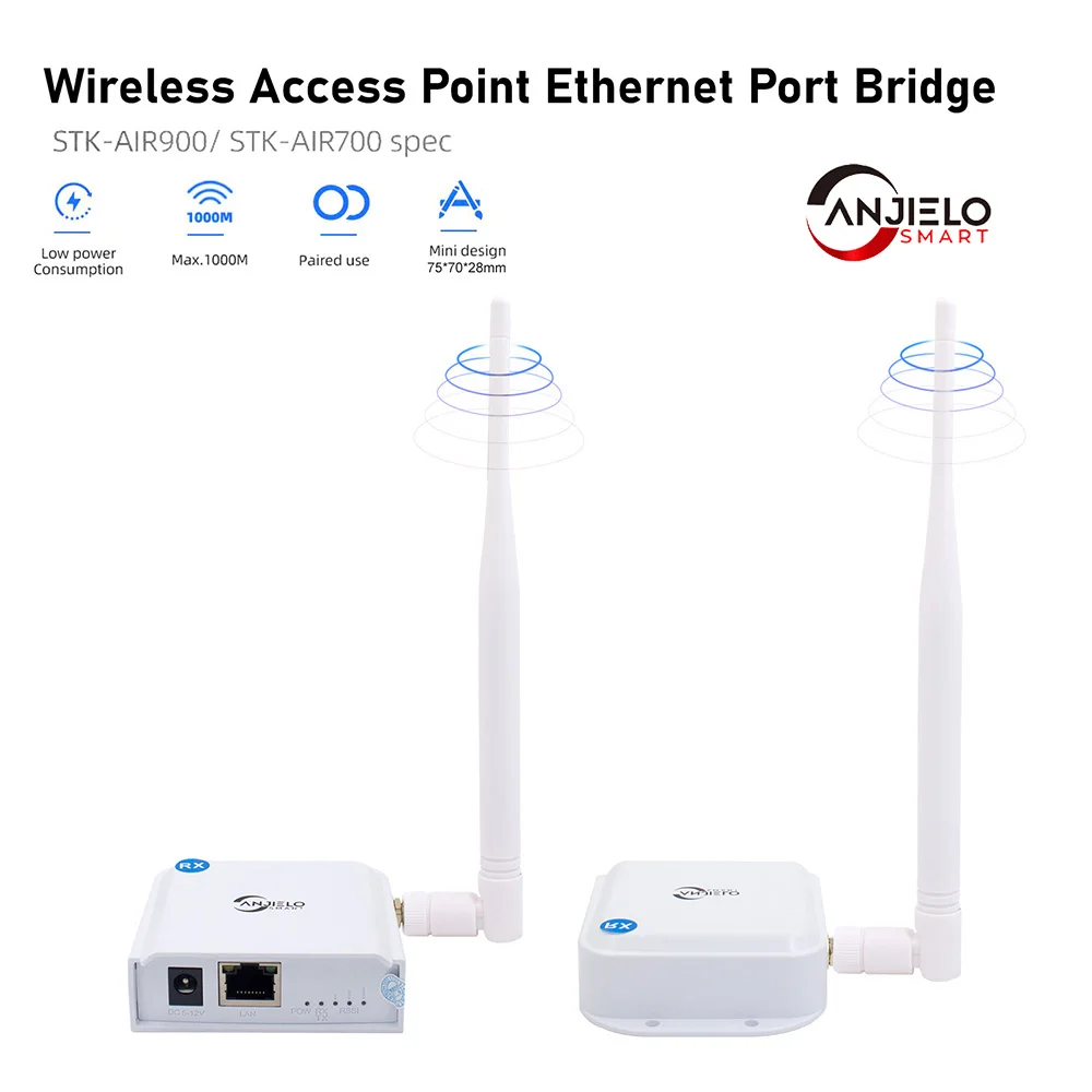 

WiFi Halow Wireless Bridge Outdoor Point to Point Supports 2600 feet Outdoor LongRange Transmission 20DBi High-Gain Antenna