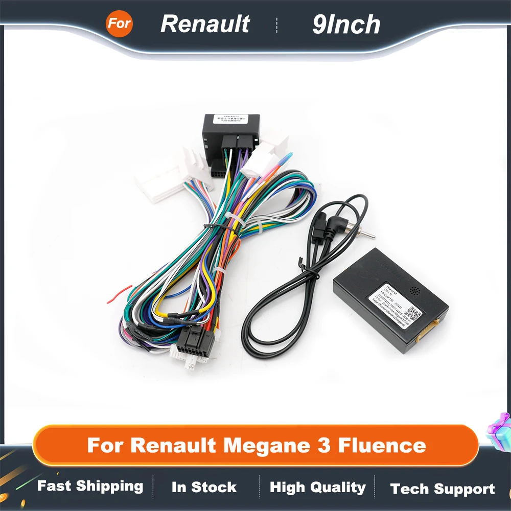 Wiring Harness CAN Bus Decoder 16 Pin Plug To 12 Pin Connector Car Android Cable Adapter for Renault Megane 3 Fluence