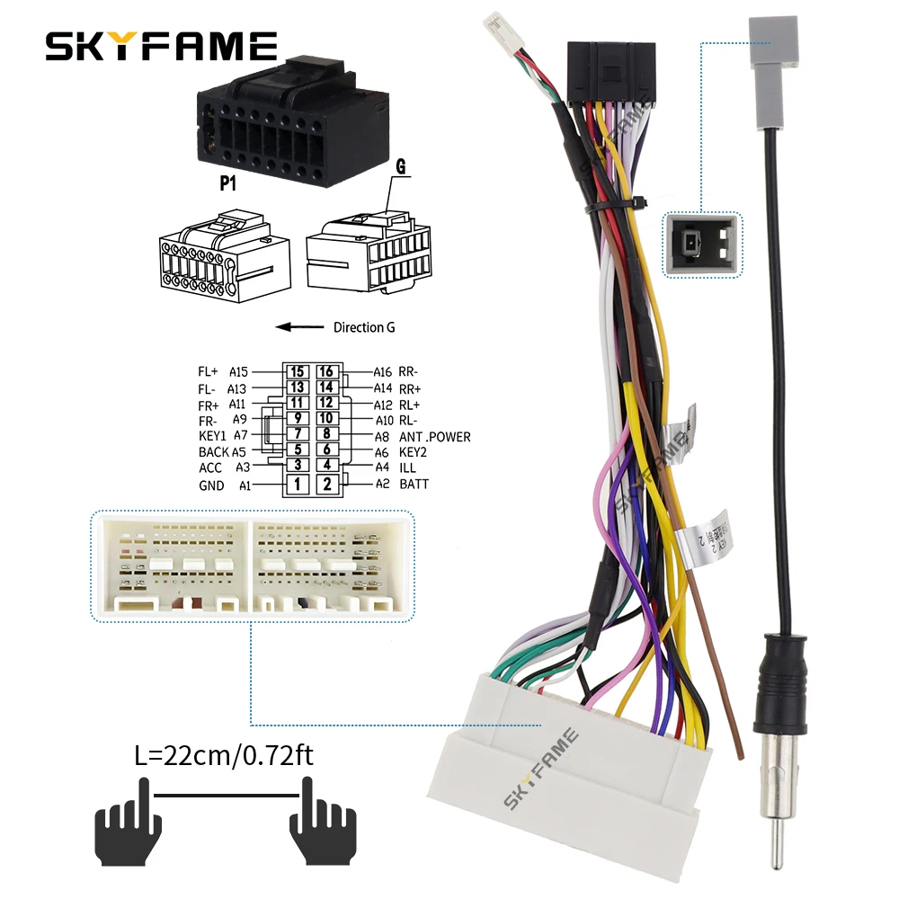 SKYFAME 16pin Xe Dây Adapter Dành Cho Xe Kia K3 Pegas KX5 Sportage Hyundai Elantra Android Đài Cáp Nguồn