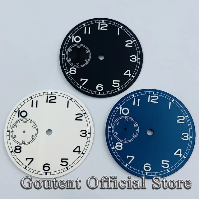 Goutent 37mm sterylna czarna biała niebieska tarcza zegarka pasuje do części zegarka z mechanizmem ETA 6497 ST36