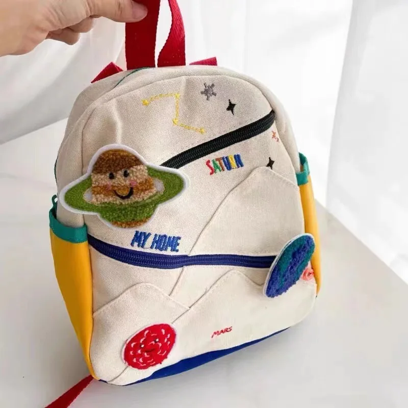 

Новый рюкзак Planet Color Block для детей с подвеской в виде планеты, школьная сумка унисекс контрастного цвета для мальчиков и девочек