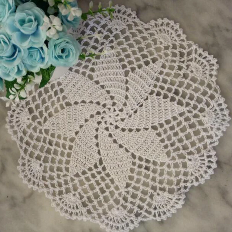 Modern Lace Cotton Table Place Mat Crochet Round Coffee Placemat Pad Christmas Pan Coaster Cup Mug Tea Dining Doily Kitchen