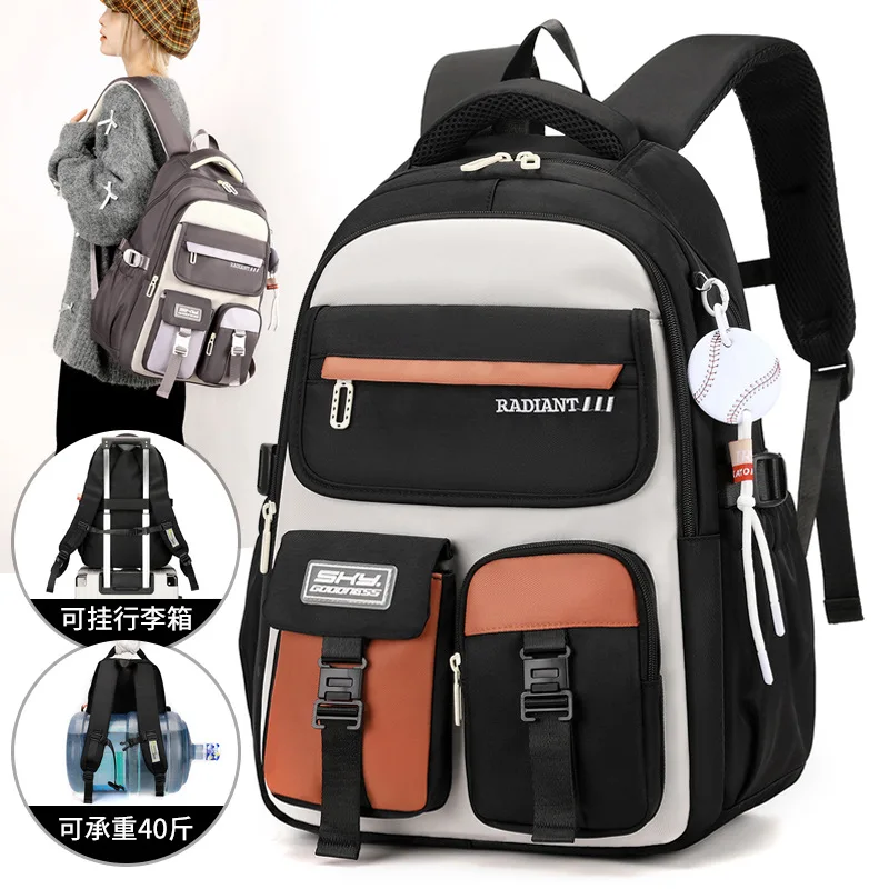 Student Schoolbag,large-capacity Dirt-resistant,middle School Student Water-splashing Burden-reducing College Student Backpack