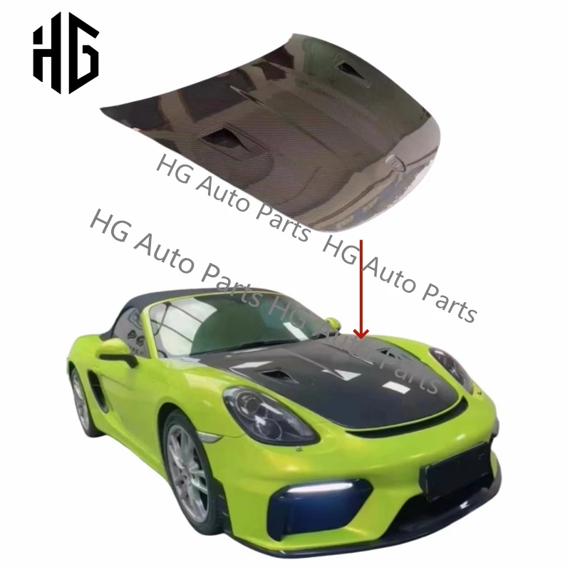 

Vehicle Modification Carbon Fiber GT4 Engine Hood For Porsche Boxster 718 GT4 Front Bumper Bonnet Hood Body Kit