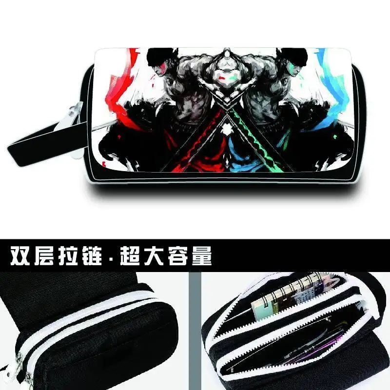 

One Piece Anime Pencil Case Luffy Zoro Large Capacity Ace Canvas Stationery Box Student Gift