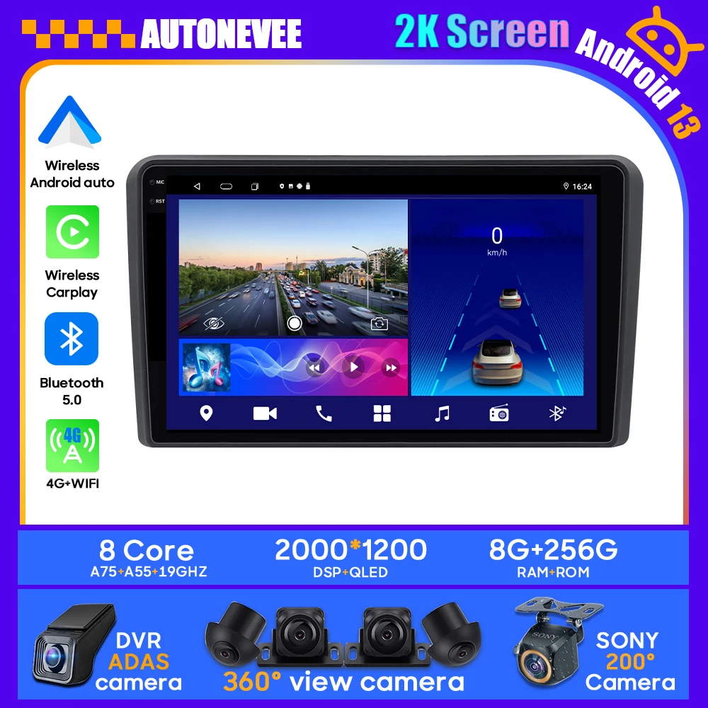 

Android Car For Audi A3 8P S3 2003-2012 RS3 Sportback Stereo Radio Multimedia Player Head Unit GPS BT Carplay Android Auto 2din