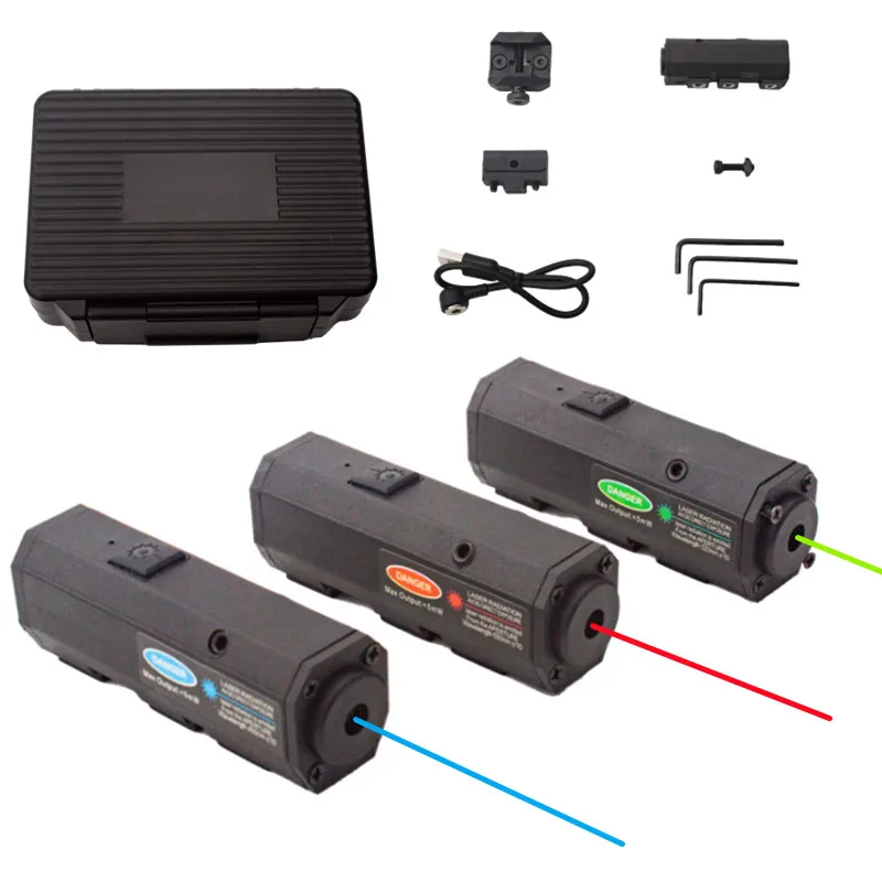Red Green Laser Sight Compact Rechargeable USB Charging Fit Picatinny Rail and M-lok Rail