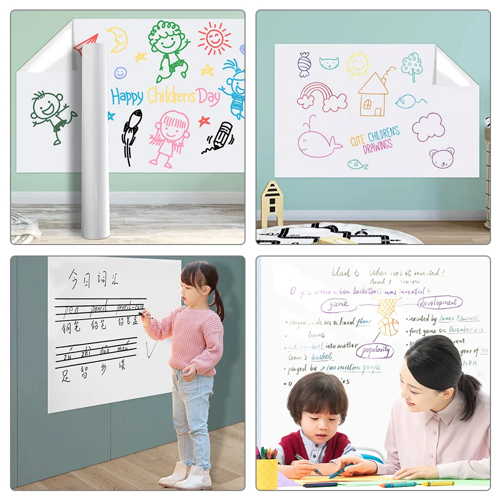 Tableau blanc mural auto-adhésif portable effaçable à sec, pour bureau et maison