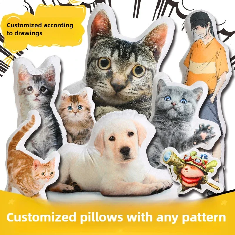 Pet throw pillow DIY custom cat dog pillow can print photos to customize humanoid simulation special-shaped doll