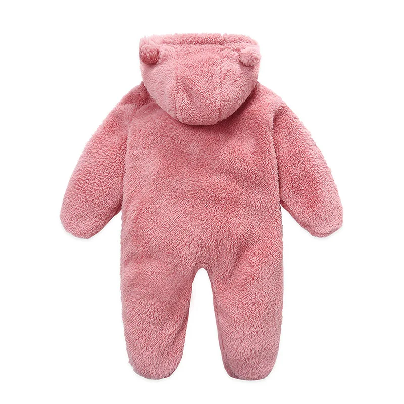 UNIFEMEN Autumn Winter Newborn Baby Overalls Plus Velvet Hooded Newborn Girl Romper 0-1 Years Infant Toddler Boy Jumpsuit Outfit