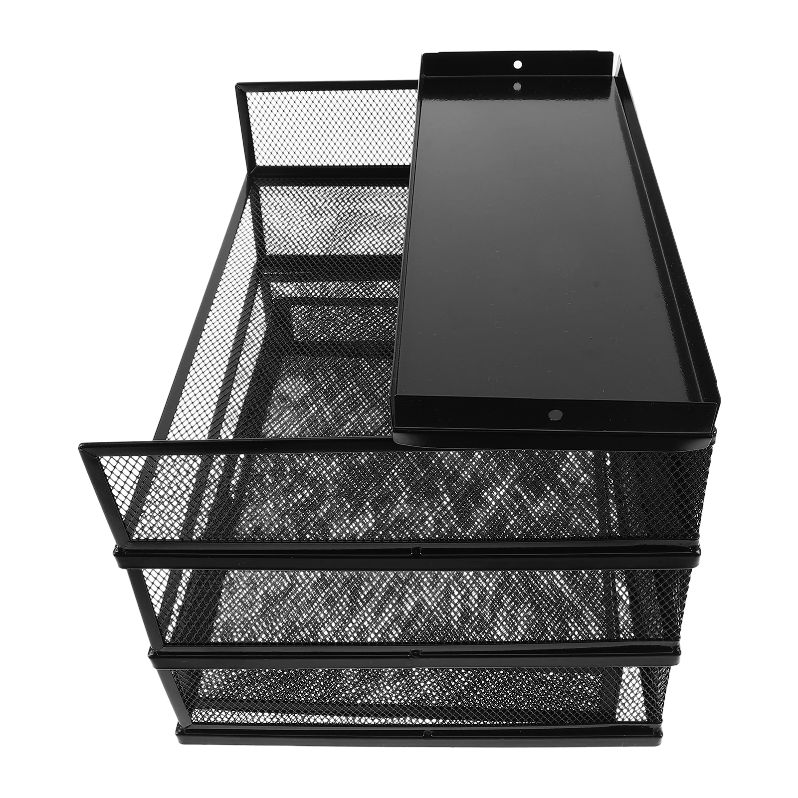 رف تخزين ملفات سطح المكتب مكون من 3 مستويات، هيكل حديدي قوي، منظم متعدد الأقسام لمجلدات الأوراق والحروف والمكتب #2