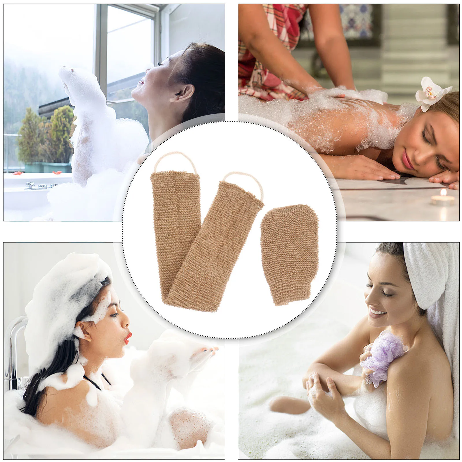 2 قطعة الغسيل الخلفي مع حزام طويل منشفة استحمام لتقشير الجسم الجلد رامي الجوت الألياف اللوف الاستحمام العرض منظف الجسم