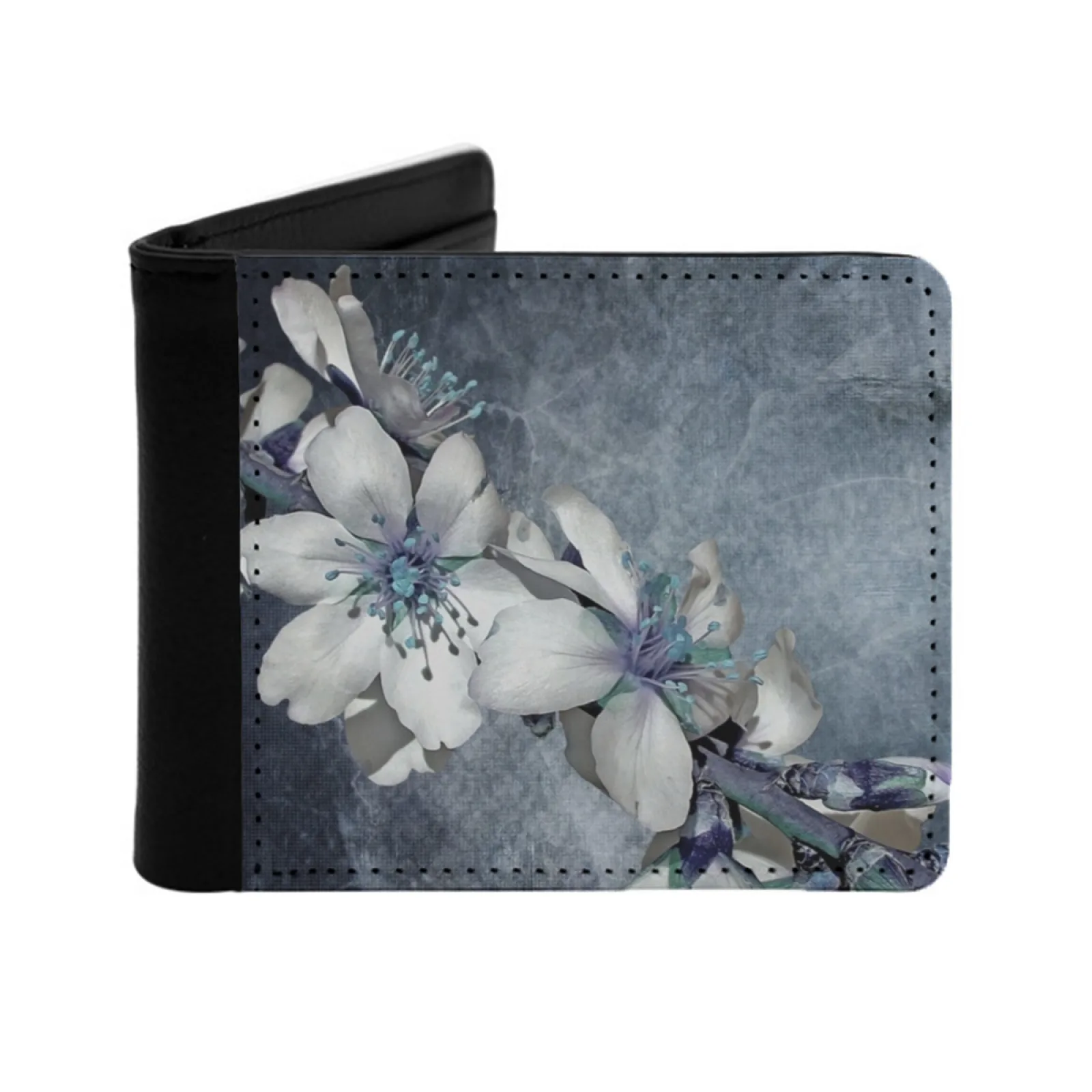 Watercolor Art Grey Flowers Painting Texture Design Iphone And Personalized Wallet For Men And Women Pu Leather Short Pocket