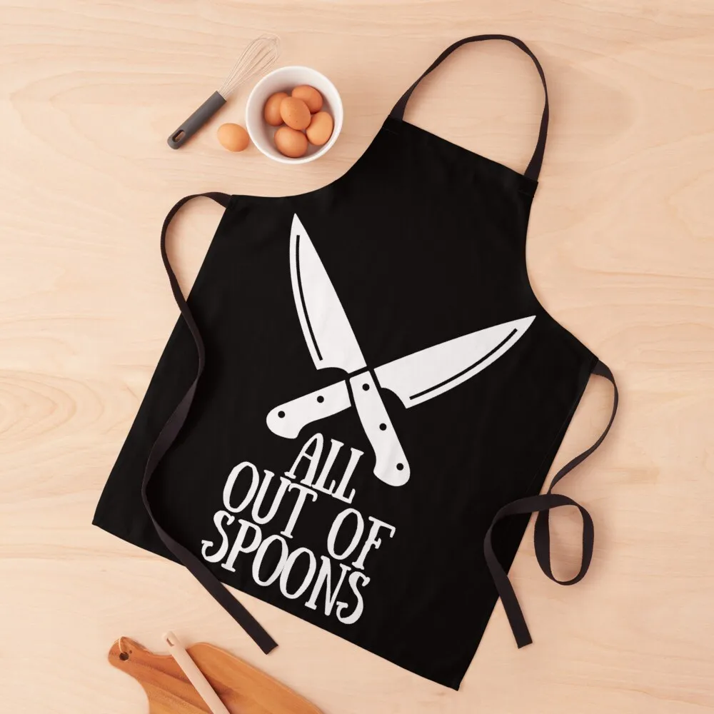 Out of Spoons (white) Apron Things For The Kitchen chefs kitchen and home restaurant accessories Apron