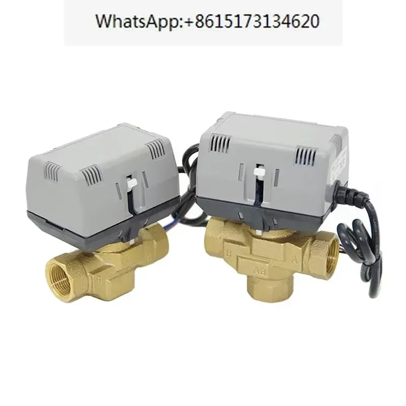 1pcs 1/2 3/4 1 Inch Motorized Two Way Three Way Valve Brass DN15 DN20 DN25 Fan Coil HVAC Valve AC220V