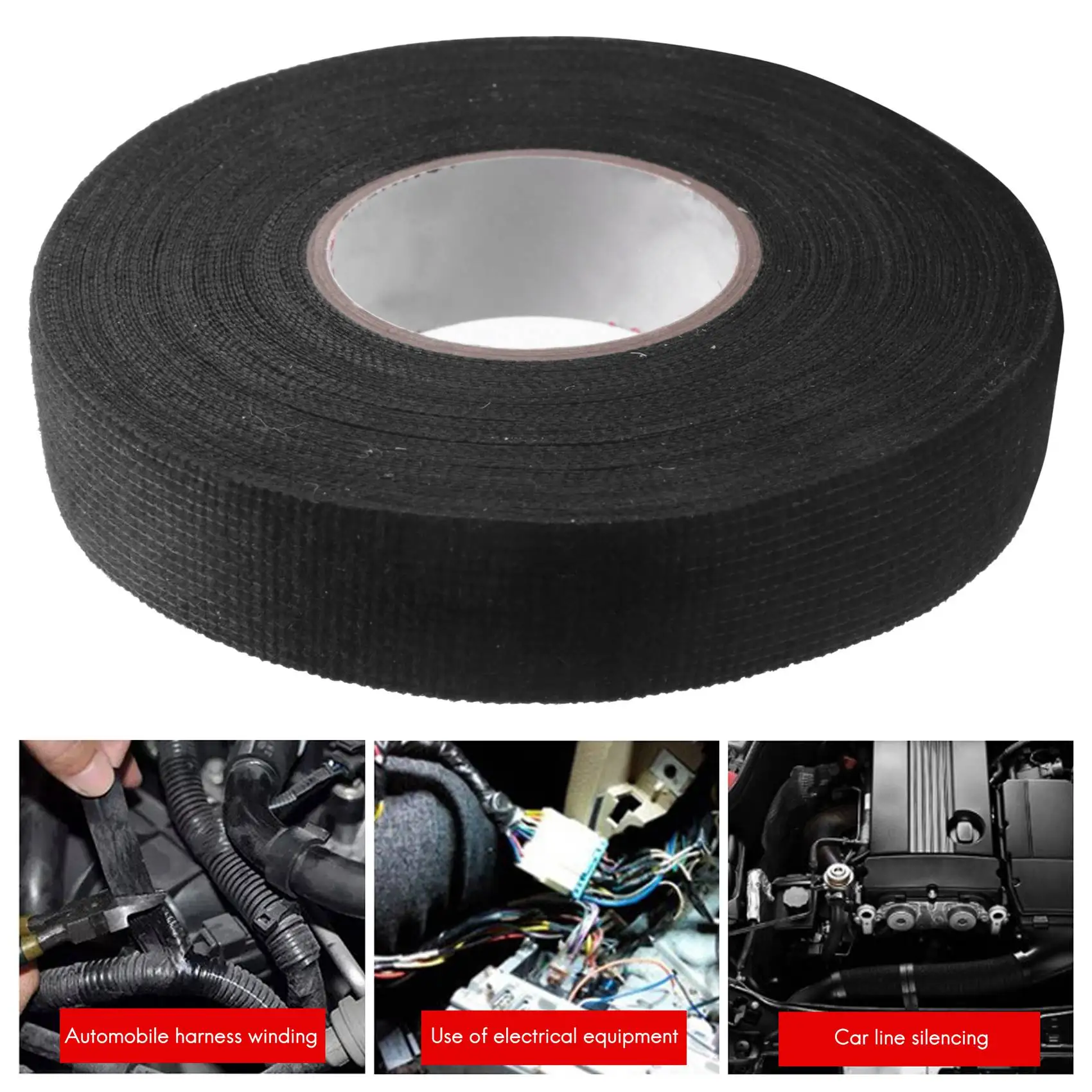 ABJY-5Pc resistente ao calor cablagem fita tears cablagem pano tecido fita adesiva proteção do cabo 19mm x 15m
